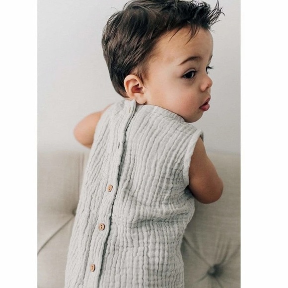 Beba Bean Coco Romper in Grey Muslin - Picture 2 of 4